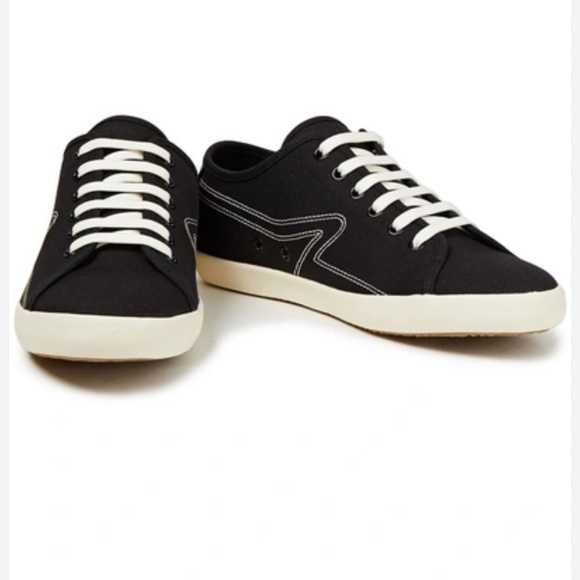 Rag and bone Black low top Retro Canvas Court Sneakers in size 7.5 - Picture 1 of 15